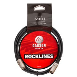 Carson Rocklines MIDI Cable w/ Chrome Connections (6ft)