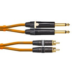 Cordial Ceon REAN 2x RCA Gold to 2x NEUTRIK Plug 1/4" TS Gold Cable (3m) (Orange)