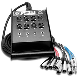 Hosa SH-8X450 12-In/4-Out Pro-Conex Stage Box Snake (50ft)