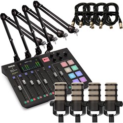 Rode RodeCaster Pro Pack 4 w/ 4x PodMic, 4x PSA1 & 4x XLR Cables (3m)