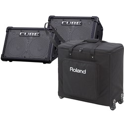 Roland Cube Street EX PA Powered Stereo Amp Pack Pair w/ Roller Bag (Black)